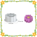 Flower shaped silicone resin mold for DIY candles with purple wax flower finished sample - Flower Style 006 / Semi-transparent White
