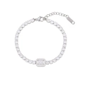 Silver stainless steel tennis bracelet with rectangular center stone and cubic zirconia - Steel + White Zirconia