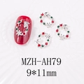 Macro de bijoux d'ongles couronne de Noël 9x11mm avec strass rouges et verts - Couronne Argentée Évidée avec Nœud (AH79)