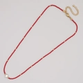 Handmade bohemian necklace with red seed beads, gold accents and a white pearl drop - Red Series A (MI-N220071A)