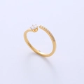 Elegant gold plated adjustable ring with sparkling round zircon and micro-pave accents - US 5 / Gold