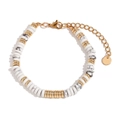 Bracelet rétro en acier inoxydable plaqué or 18K avec pierres naturelles blanches - Or-Turquoise Blanche