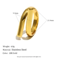Minimalist spiral wrap ring in 18K gold-plated stainless steel with polished finish - Minimalist Line Adjustable Ring - Gold