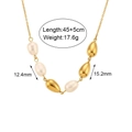 Gold plated pearl necklace with drop charms, length 45+5cm and 12.4mm beads - Water Drop Bead Freshwater Pearl Pendant Necklace - Gold