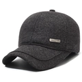 Dunkelgraue Thermo-Baseballkappe für ältere Herren mit wollähnlicher Textur und Ohrenschutz - Verstellbar / Grau