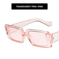 Chic square sunglasses featuring transparent pink frames and tinted lenses in a retro style - Transparent Pink Frame Pink Lens