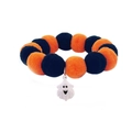 Halloween pet collar with orange and black plush balls and a cartoon ghost charm - Ghost Pendant / S(30cm)