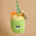 Portachiavi peluche a forma di bevanda verde con ricami e gancio in plastica - Soda / 11cm