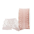 Light pink floral lace ribbon roll with delicate crochet patterns for gift wrapping - S022