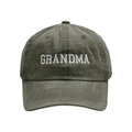 Army green washed cotton baseball cap with white Grandma embroidery on the front - Dark Green-GRANDMA