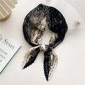 Classic black and white paisley pleated scarf with silky finish and accordion folds - Black Beige Pleated Paisley Color Block