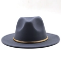 Elegant grey wool fedora hat with a stylish gold snake chain decorative band - M (56-58cm) / Dark Gray