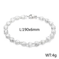 Pulsera de eslabones de corazón en acero inoxidable plateado, mide 190x6mm y 4g - Corazón Blanco Color Acero (KB166502-Z)