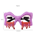 Purple glitter Halloween glasses with red blood drips and white fangs, 15.5cm width - Bloody Purple Frame Decorative Glasses