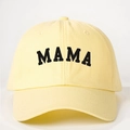Casquette de baseball beige en coton avec broderie MAMA et fermeture réglable au dos - Jaune Oie / Taille unique