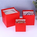 Set of three red kraft paper gift bags with handles in small, medium, and large sizes - 20*20*20cm / Red