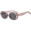 Retro oval sunglasses in transparent brown frame with dark grey lenses on white background - Smoke Gray