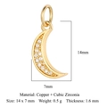 Goldener Mondsichel Anhänger aus Kupfer mit Zirkonia für DIY Schmuckherstellung - Mond-Stil (VB717-2) / Gold
