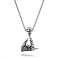 Vintage silver Viking battle axe pendant with Valknut symbols on stainless steel chain - Axe Pendant - No Chain (C0706-1)