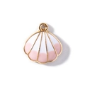 Mini zeeschelp hanger in roze en wit emaille met gouden rand voor DIY sieraden maken - Roze Emaille / Verguld