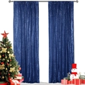 Navy blue sequin table runners or curtains with a glossy finish for festive events - Royal Blue