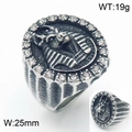 Anillo Anubis egipcio estilo punk en plata vintage con cristales blancos - US 8 / Color Acero (Estilo Anubis)