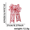 Red and white Christmas linen bow with reindeer and snowflake prints, 25x21cm size - Christmas Reindeer Bow