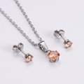 Classic French silver necklace and earrings set with champagne zircon pendants - Champagne Zircon Round Set