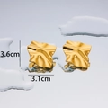 Chic 18K gold plated irregular wavy stud earrings with elegant water drop reflection effect - Wave Quadrilateral - Gold