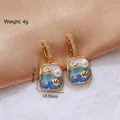 Vintage palace style enamel flower earrings with sea star, pearl, and gold accents - 【B-20】Blue Ocean Star Shell