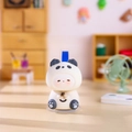 Cute panda figure with lucky blue sign on bicycle handlebar decoration for office desk - 1188-25B Fortune Panda
