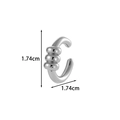 Polished silver C-shaped ear cuff with triple ring accents, 1.74cm diameter size - Triple Ring Design (2626-2#) / Silver