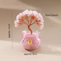 Handmade pink crystal money tree in glass jar with golden tag and pink tassel - Rose Quartz (Large Fish Tank)
