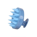 Blue speckled scalp massage brush with ergonomic handle and soft silicone bristles - Wheat Straw Blue with Round Hole