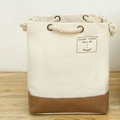 Large cotton rope laundry basket in beige and brown with letter slogan print - 36x34x49cm / Splicing Coffee-Large