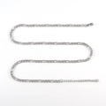 Collier chaîne Figaro en acier inoxydable argenté style hip-hop rétro avec fermoir - 1.0mm x 45+5cm / Argenté