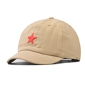 Berretto da baseball kaki a tesa corta con stella rossa ricamata su fondo bianco - Regolabile / Khaki Con Stella Rossa (Tesa Corta)