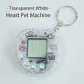 Heart-shaped virtual pet game in transparent white with keychain and four buttons - Heart Shape/Transparent White