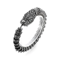 Vintage oxidized silver dragon bracelet with green gem eyes on a white background - Style B Steel Color (KB170308-MZOZ)
