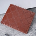 Portefeuille marron pour hommes avec motif à losanges classique et cuir souple premium - Café Clair B-Motif Losange