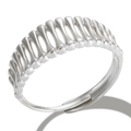 Minimalist adjustable silver hollow three-bar geometric ring in high-quality stainless steel - Style F Steel Color