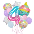 Macaron pastellfarbenes Eiscreme Ballon Set mit großer Nummer 4 für Geburtstagsdeko - Eiscreme Ballon Set 4 (Nummer 4)