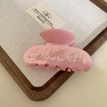 Pink acetate flower hair claw clip with white bows and rhinestones for women - Small Three Bows Style