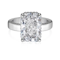 Elegant S925 sterling silver ring with large rectangular ice-cut zircon and pavé diamonds - Silver/White Zirconia (Rectangle)