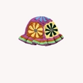 Handmade crochet bucket hat featuring vibrant bohemian floral patterns in colorful yarn - One Size / Kite Hat Pink