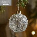Transparent 8cm glass Christmas ball ornament with sparkling silver sequins and diamonds - 8CM Round Sequin Style / 63g
