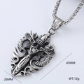 Collana con ciondolo croce drago in acciaio inossidabile 304 argento con misure e peso - Stile Croce Motivo Drago (Stile 3)