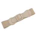 Elegante cintura elastica beige a fascia larga con fibbia in finta pelle e ardiglione - Cachi