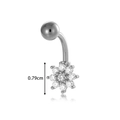 Silver stainless steel belly button ring featuring a 0.79cm zircon sunflower pendant - Silver Flower Style (0200-1# Silver)