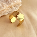 Vintage Ring mit 18K Vergoldung, Edelstahl-Ring mit elegantem Muschel-Anhänger - Muschel-Anhänger / Gold
